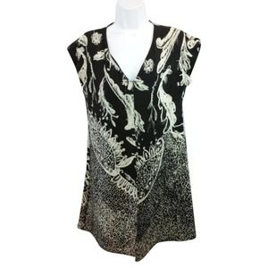 Shamask Black and Beige Silk Shift Dress 1